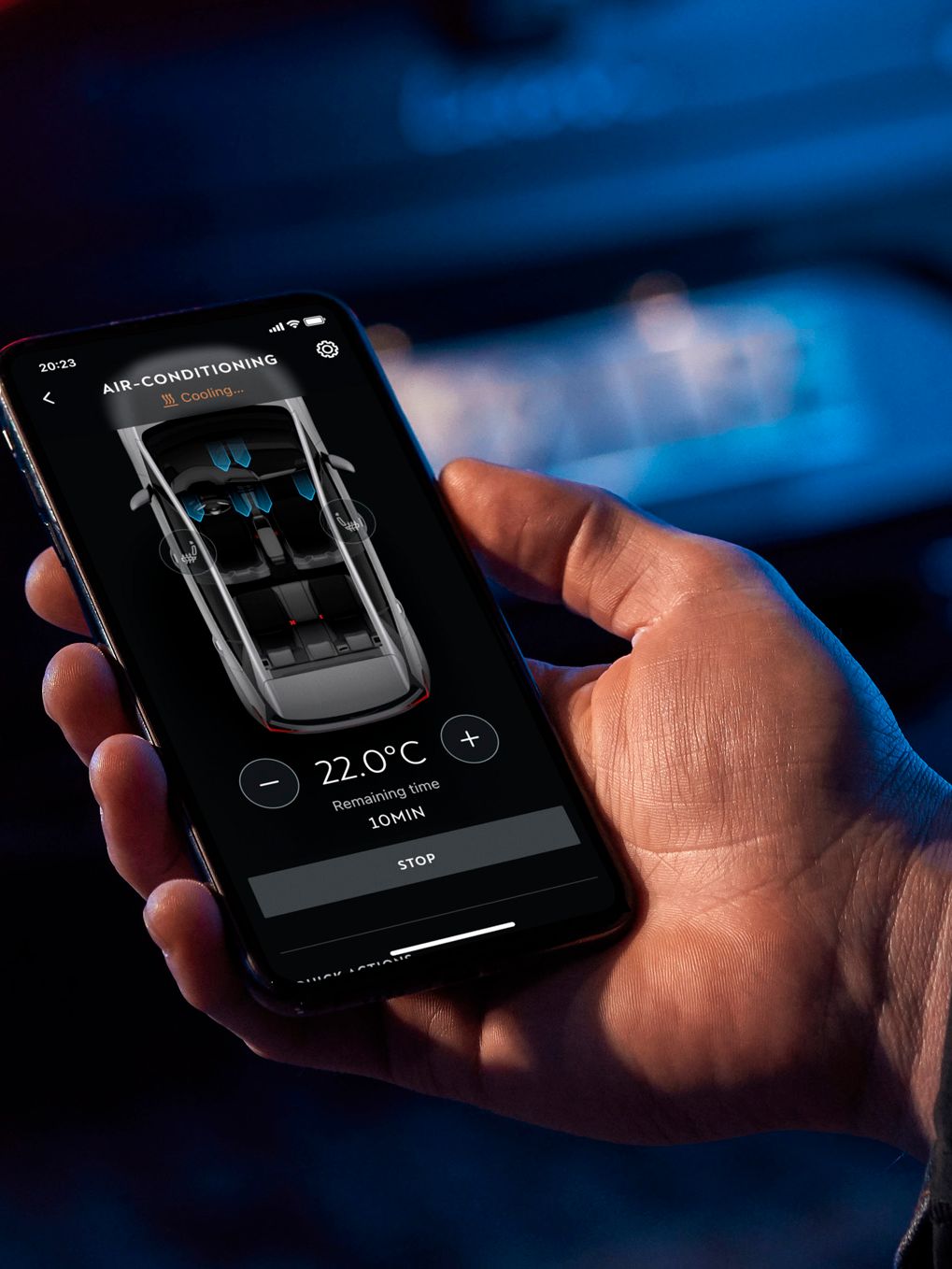 Aplikace my CUPRA App rozdělení klimatizace