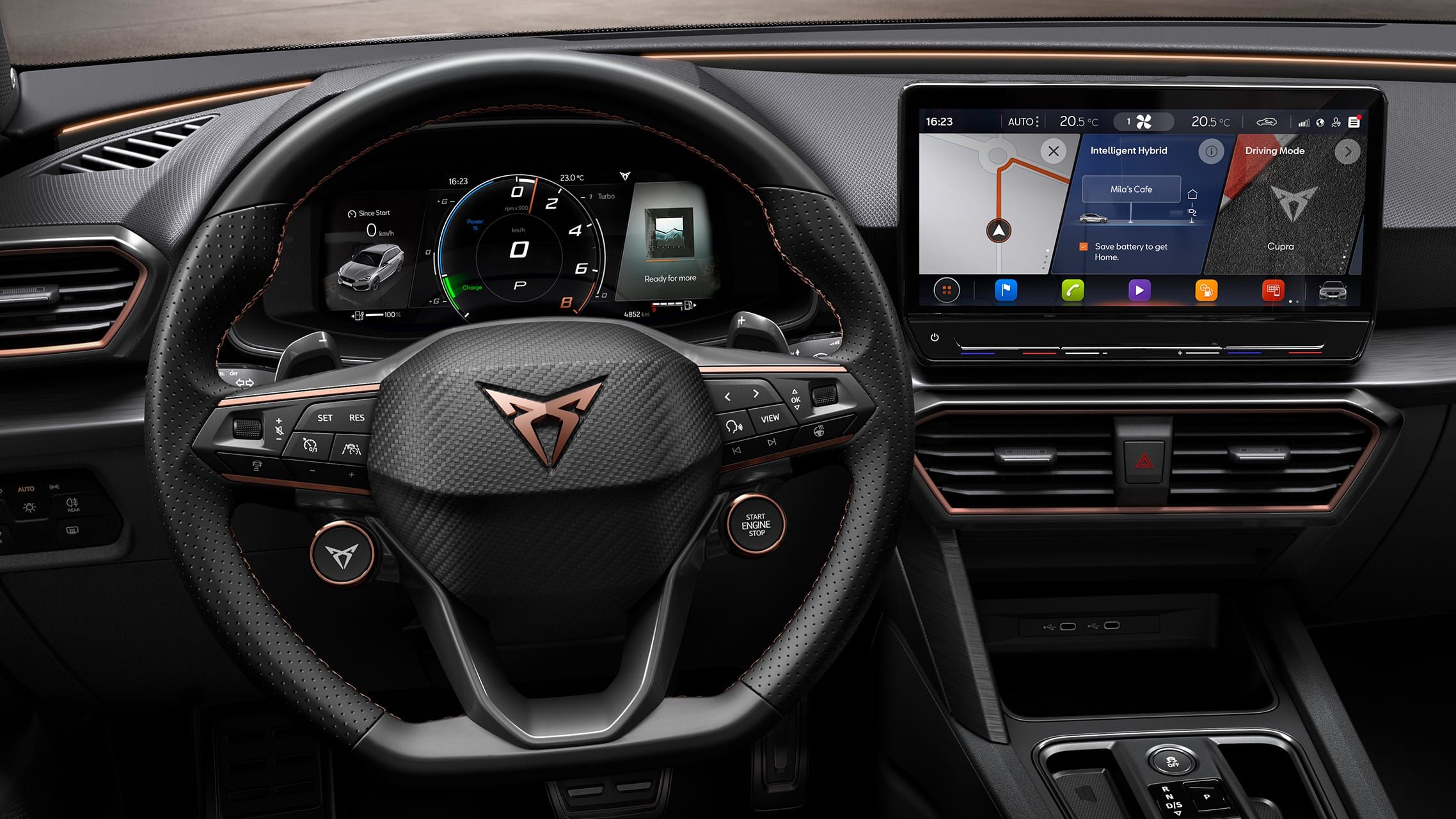 kompaktní sportovní vůz CUPRA Leon 5D ehybrid s vyhřívaným volantem