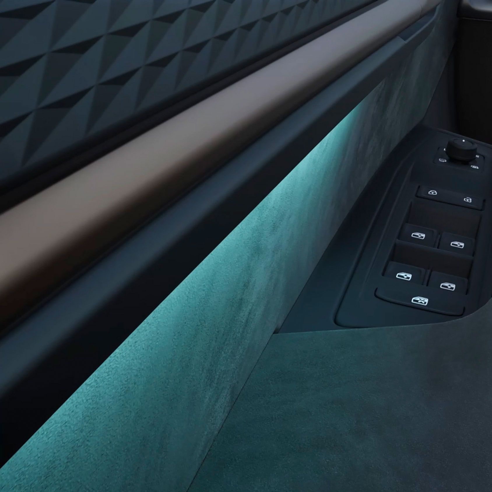 Innenansicht eines CUPRA Born mit blauer Ambientebeleuchtung