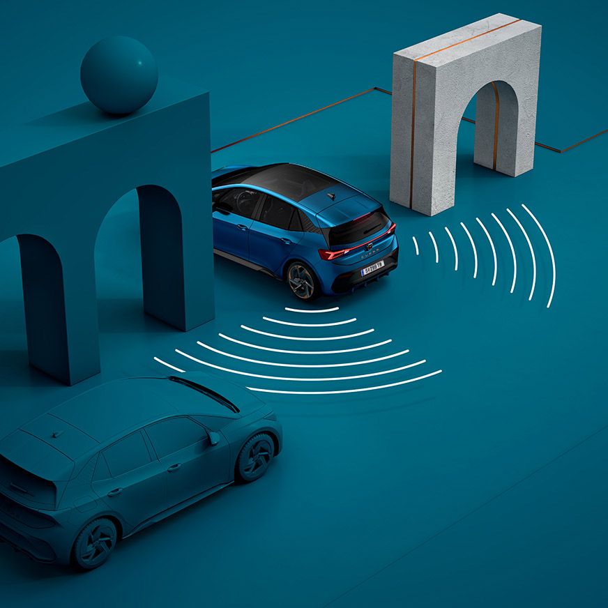 CUPRA Born Lava-blau mit Ausparkassistent